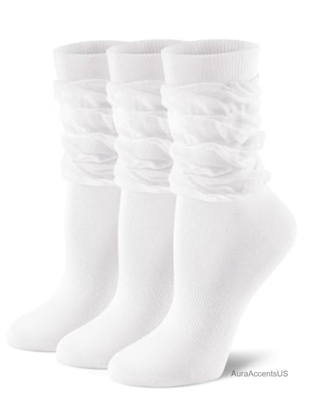 FITRELL Women's Scrunch Crew Mid Calf Socks Retro Slouch 3 Pairs